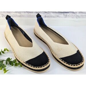 SIZE 9!🌿Rothy's The Espadrille Black Ivory Flats STYLE 186-002 Women's Comfort